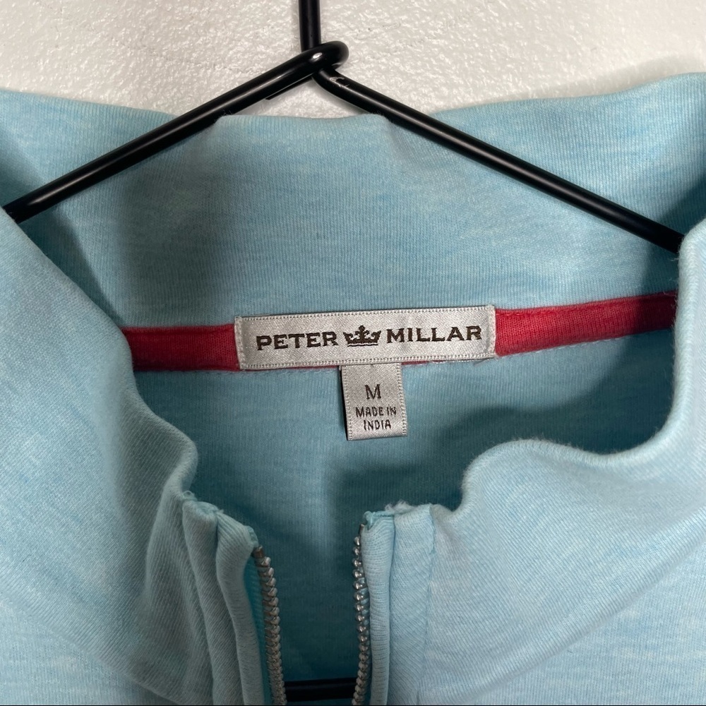 Peter Millar Light Blue 100% Cotton 1/4 Zip Pullover Mens M - Picture 2 of 7